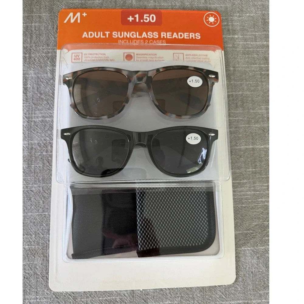 M+ Adult Sunglass Readers +1.50 2-Pack Black & Tortoise UV400 Melbourne